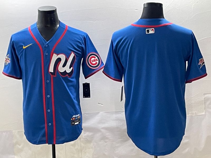 Men 2025 Chicago Cubs Blank Blue All star Blank Blue Nike MLB Jersey style 1